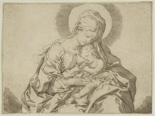 The Virgin holding the infant Christ, after Reni by anonymous, print, 1595-1645