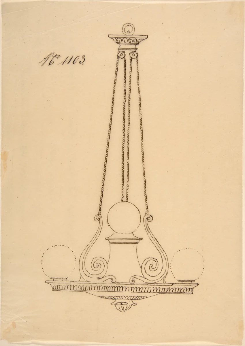 Design for a Chandelier by anonymous, drawing, 1800-1899