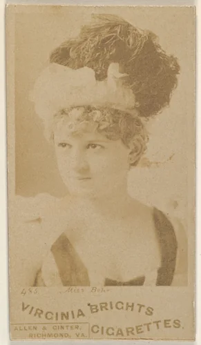 Card 485, Miss Behr, from the Actors and Actresses series (N45, Type 1) for Virginia Brights Cigarettes by Allen & Ginter, photograph, 1885-1891