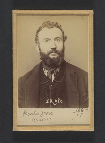 Barla. Jean Michel. 46 ans, né à Sirié (Italie). Mécanicien. Anarchiste. 2/3/94. by Alphonse Bertillon, photograph, 1894
