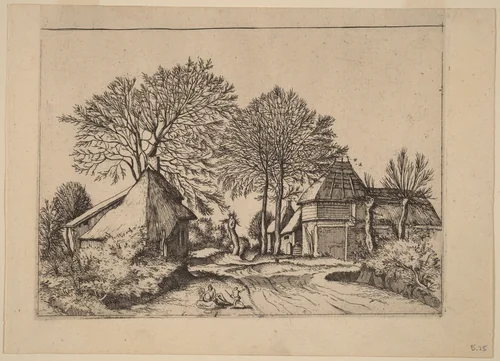 Road with Barn and Cottages by Johannes van Doetechum; Lucas van Doetechum; Master of the Small Landscapes, print, 1605