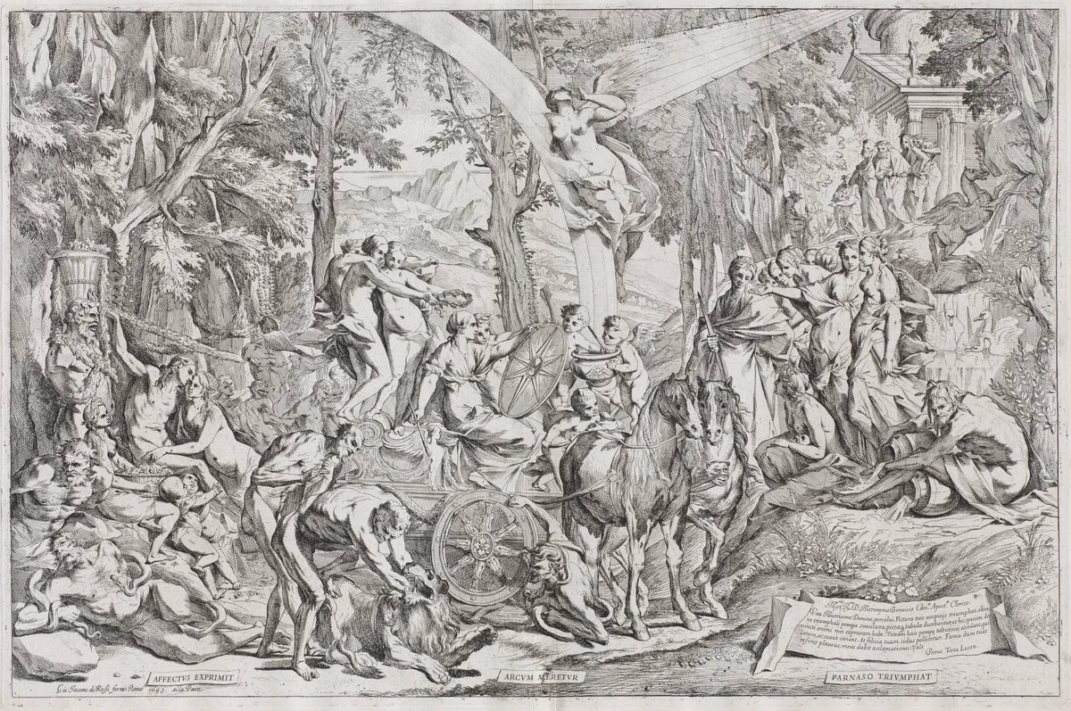 The Triumph of Painting on Parnassus by Pietro Testa, print, 1644-1648
