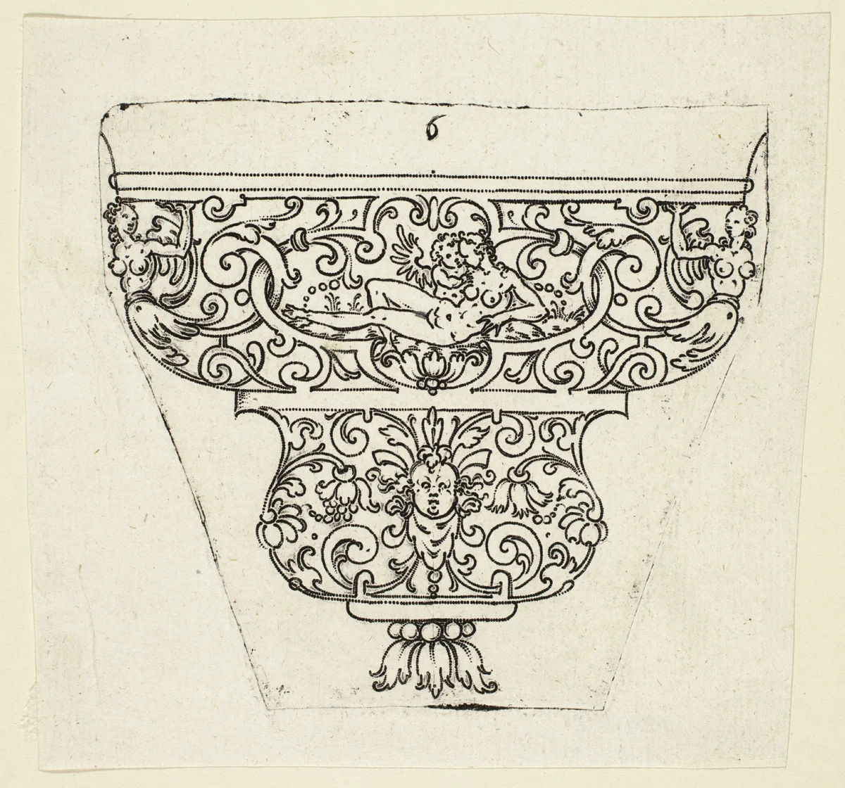 Plate 6, from twenty ornamental designs for goblets and beakers by Master A.P. German, print, 1604