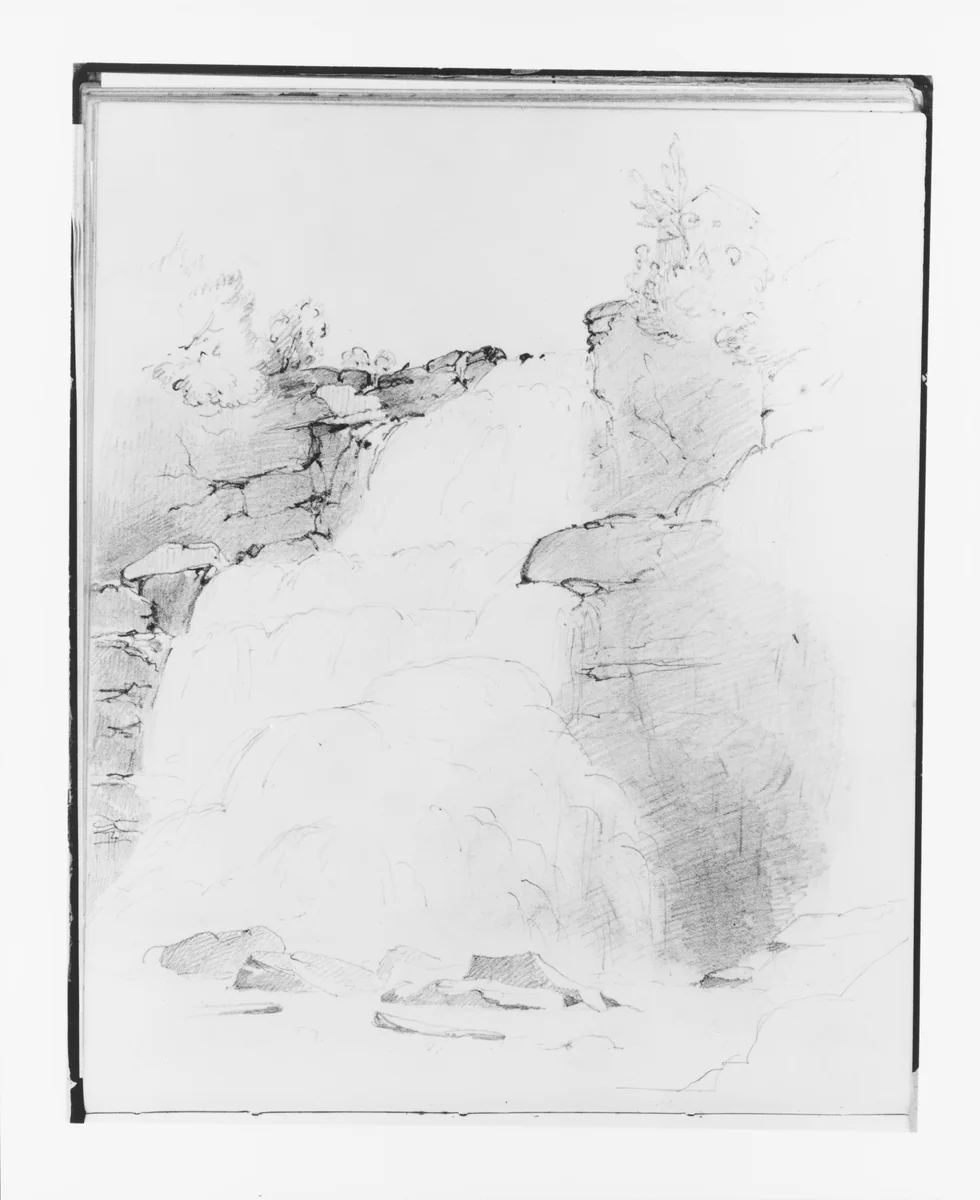 Waterfall (from Sketchbook) by Francis William Edmonds, artwork, 1835-1839