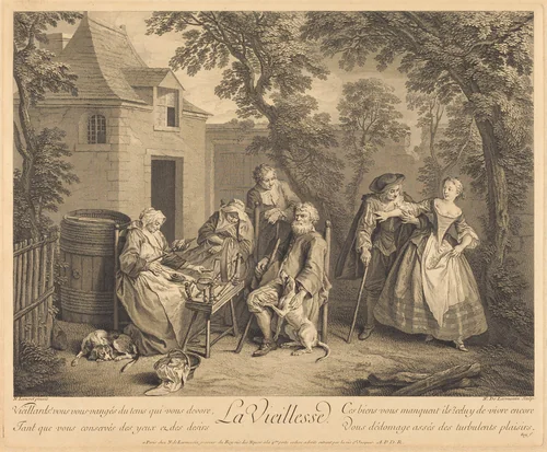 La vieillesse by Nicolas de Larmessin IV, Nicolas Lancret, print, 1735
