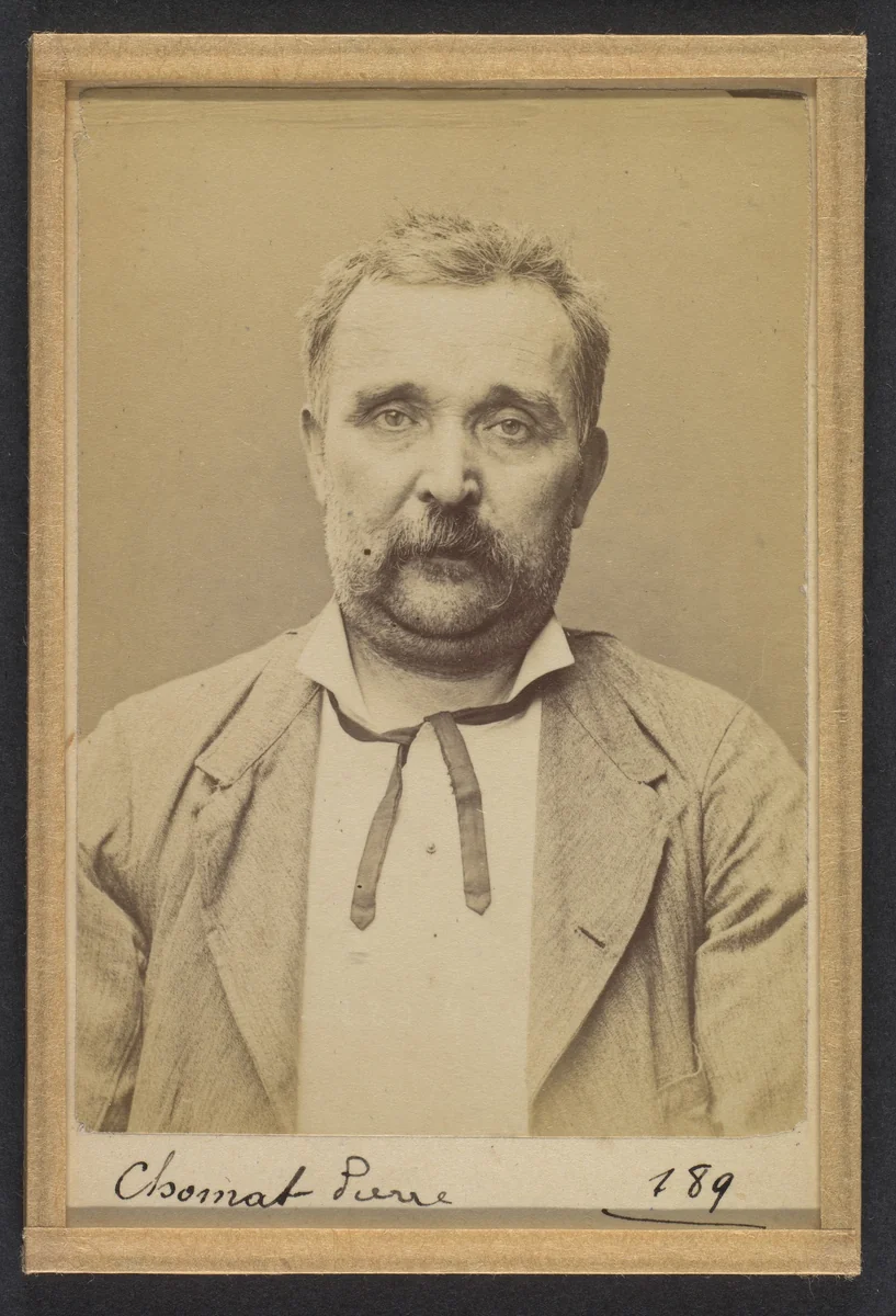 Chornat. Pierre. 50 ans, né le 20/6/44 à Letrat (Loire). Constructeur-mécanicien. Anarchiste. 2/7/94. by Alphonse Bertillon, photograph, 1894