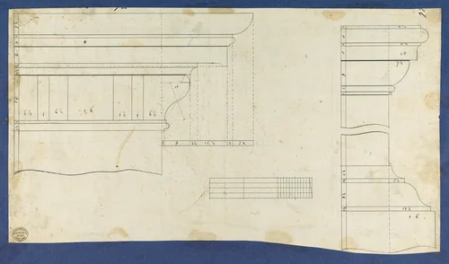 Moldings for Gothic Library Bookcase, from Chippendale Drawings, Vol. II by Thomas Chippendale, drawing, 1753