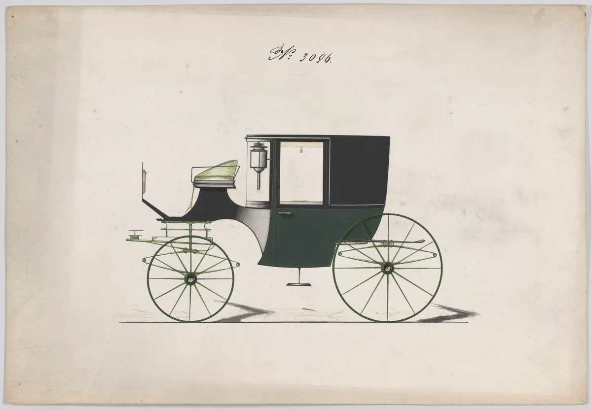 Design for Coupé, no. 3096 by Brewster & Co., drawing, 1875