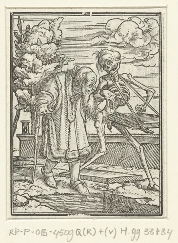 Oude man en de Dood by Hans Holbein, print, 1524-1526