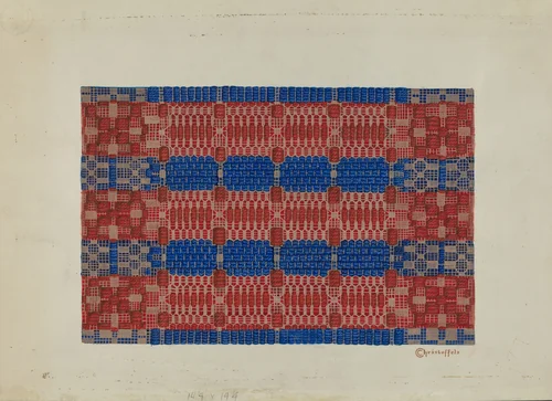 Handwoven Coverlet by Cornelius Christoffels, index of american design, 1937