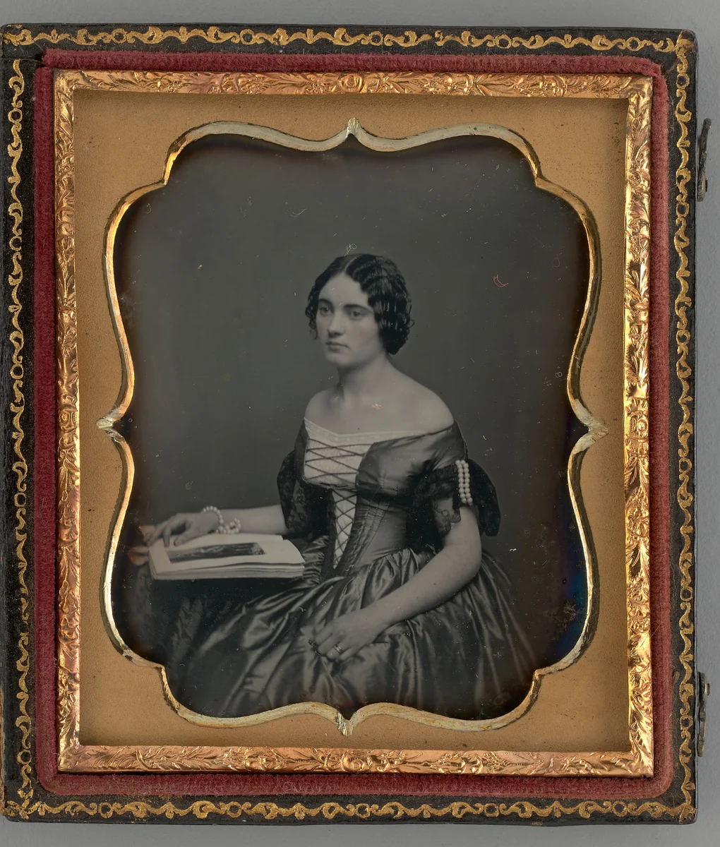 Untitled (Portrait of Seated Woman with Book) by Unknown maker, other, 1855