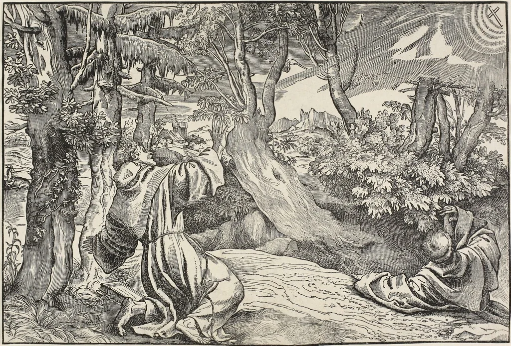 Saint Francis Receiving the Stigmata by Nicolò Boldrini, print, 1535-1545