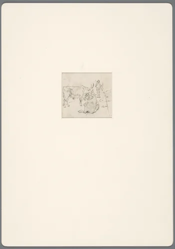 Twee runderen met een herdersjongen by David de Sandoz-Rollin, drawing, 1750-1809