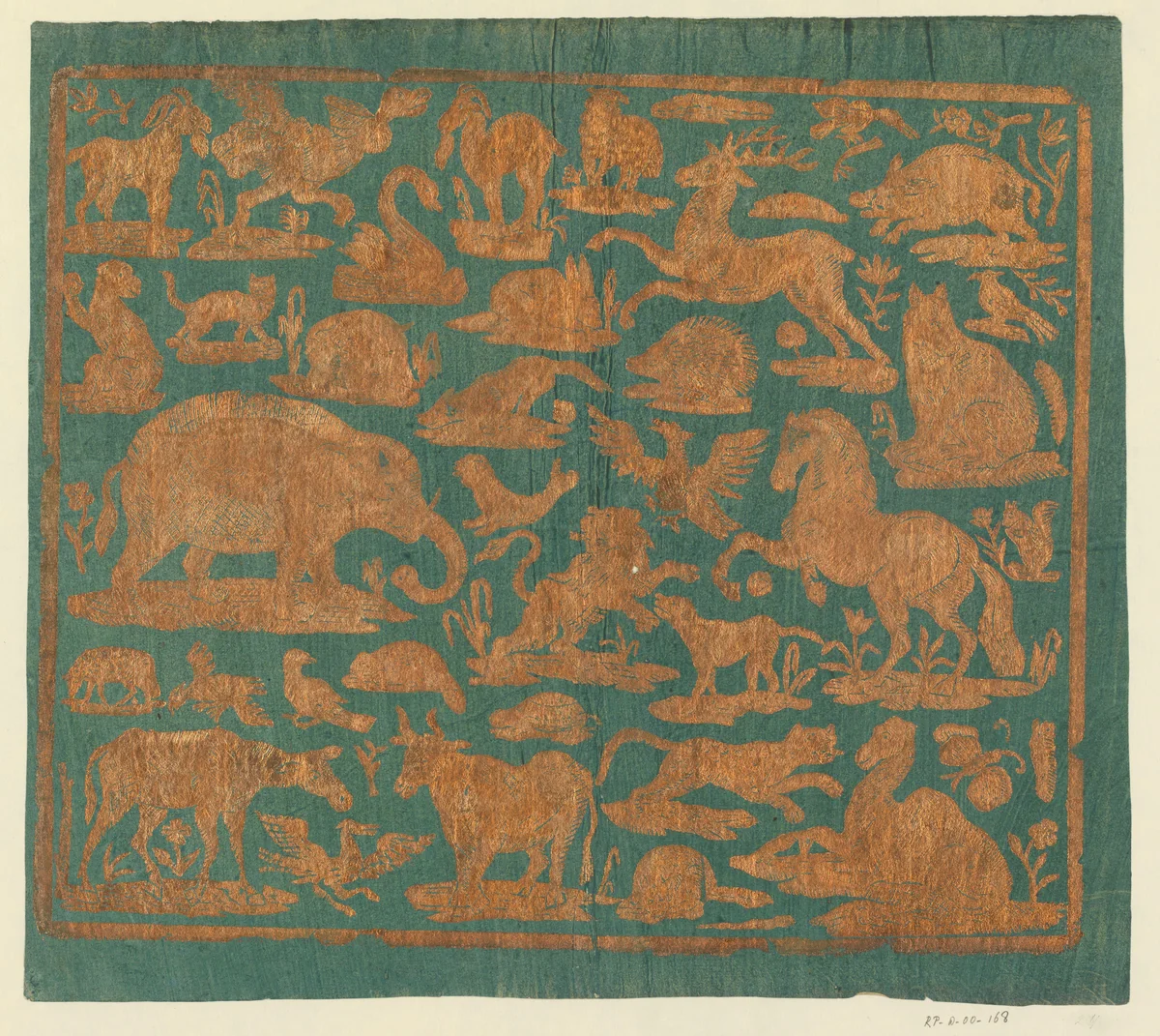 Blad met dieren by anonymous, other, 1750-1800