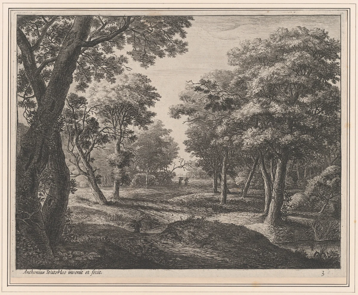 A Path Through the Woods by Anthonie Waterloo, print, 1620-1690