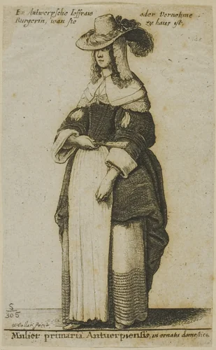 Antwerp Woman by Wenceslaus Hollar, print, 1648