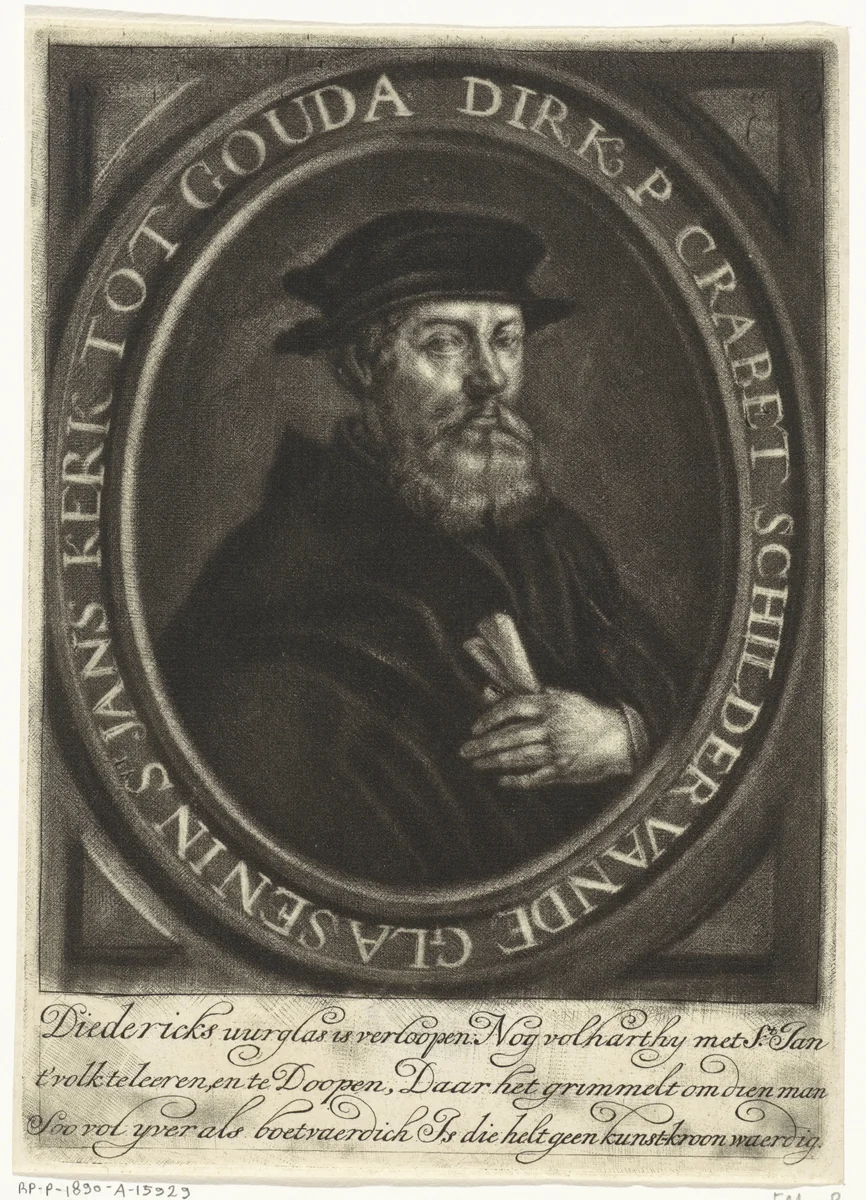 Portret van Dirck Pietersz. Crabeth by Johannes de Groot, print, 1722-1745