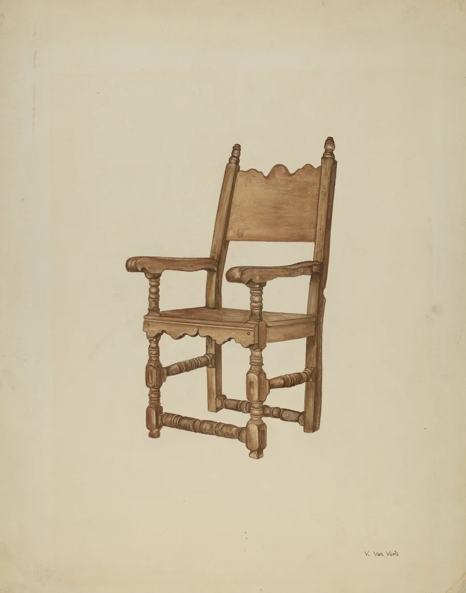 Sacristy chair by Vera Van Voris, index of american design, 1935-1942