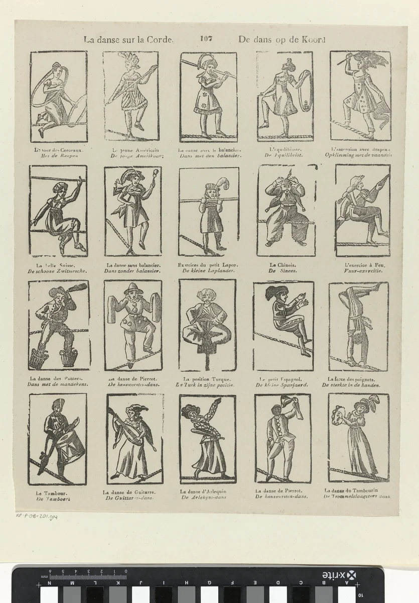 La danse sur la corde / De dans op de koord by Philippus Jacobus Brepols, print, 1800-1833