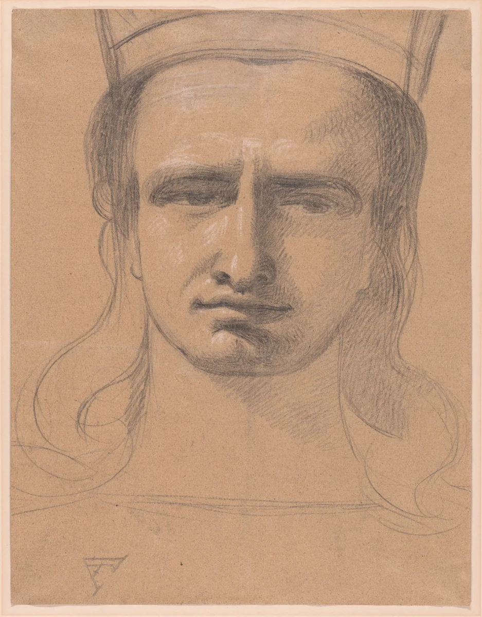 Head of King Solomon (recto); Classical Head (verso) by Benjamin Robert Haydon, drawing, 1812