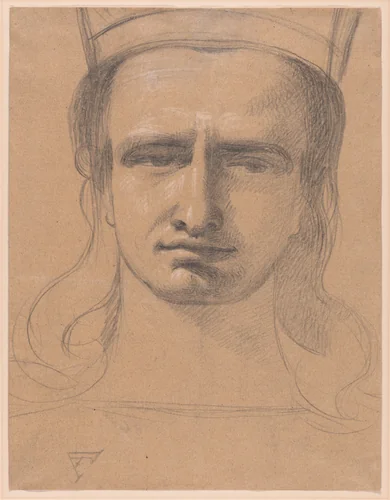 Head of King Solomon (recto); Classical Head (verso) by Benjamin Robert Haydon, drawing, 1812