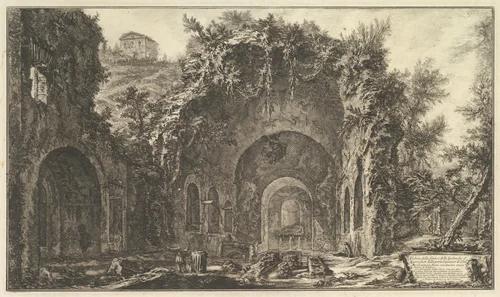 The so-called Grotto of Egeria (Veduta della fonte e delle spelonche d'Egeria fuor della Porta Capena) by Giovanni Battista Piranesi, print, 1761-1771