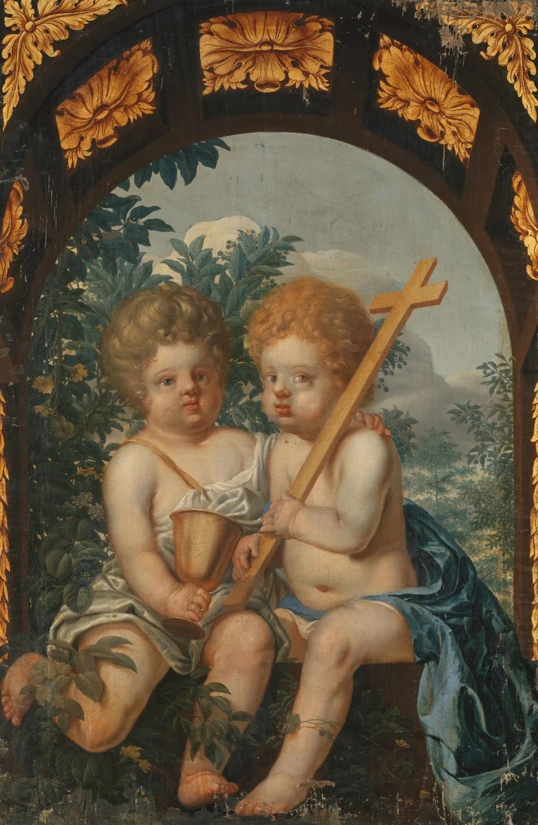 Christian Allegory with two Children with Cross and Chalice by anonymous, painting, 1650-1699