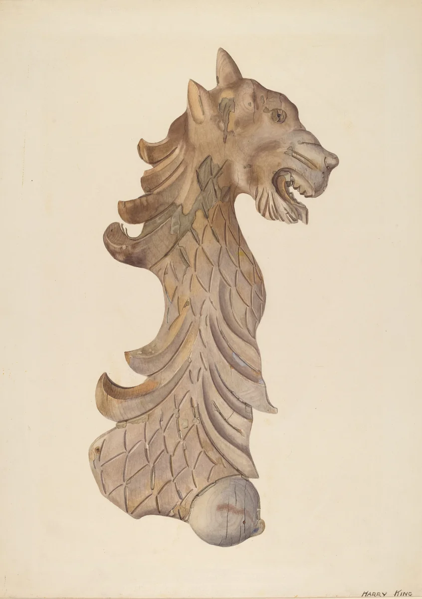 Head of a Leopard by Harry King, index of american design, 1935-1942