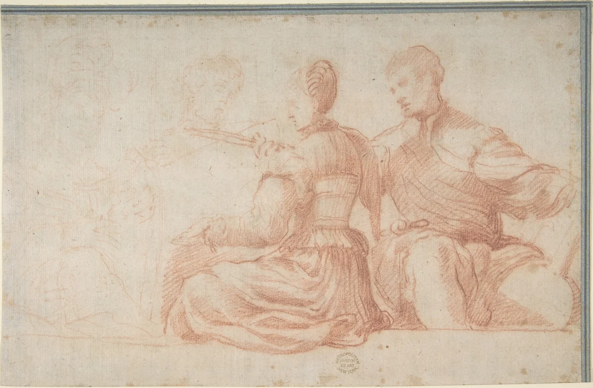 A Frieze Portraying a Music Party by Niccolò dell' Abate, drawing, 1512-1571