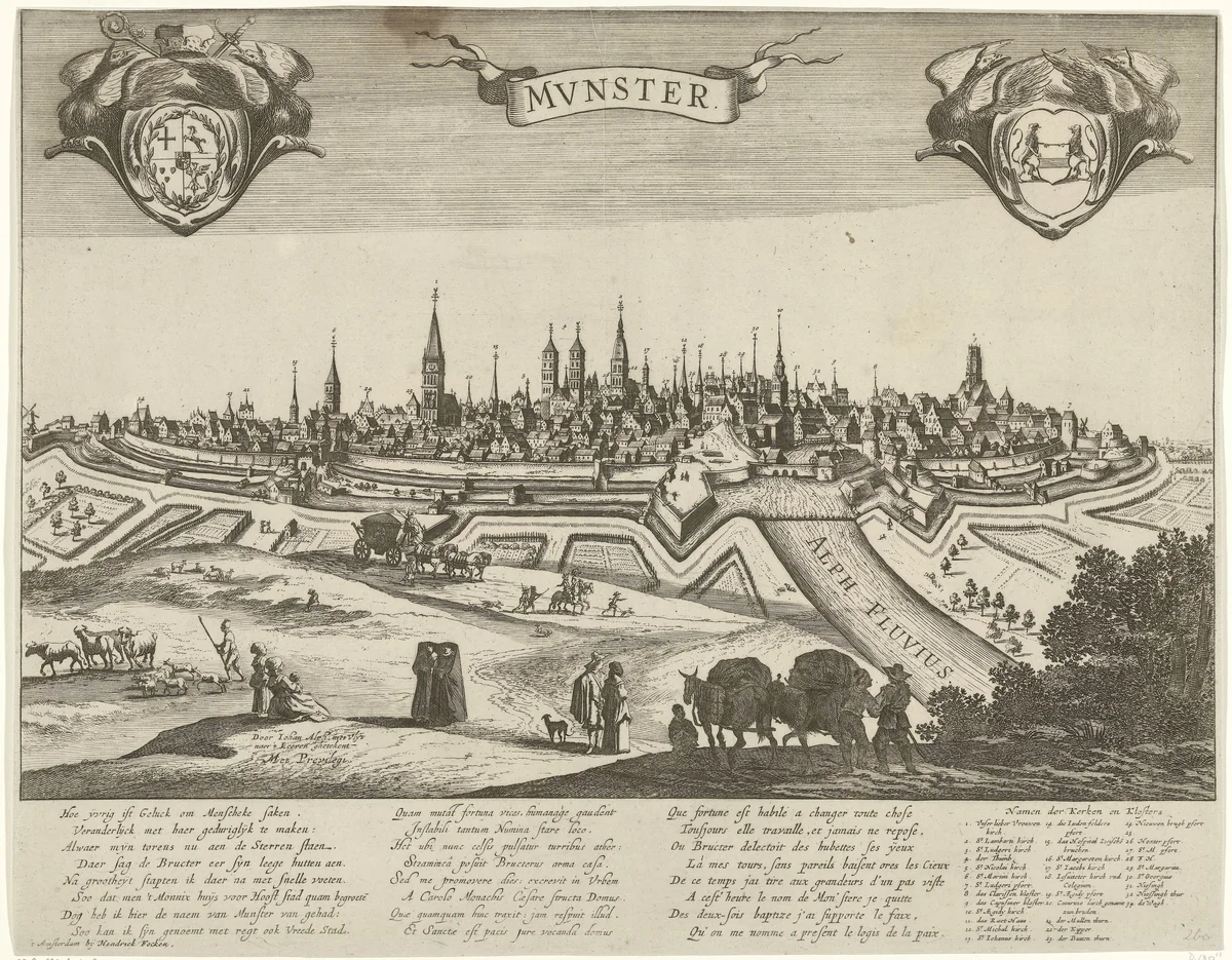 Panorama van Münster by Pieter Nolpe, print, 1648-1653