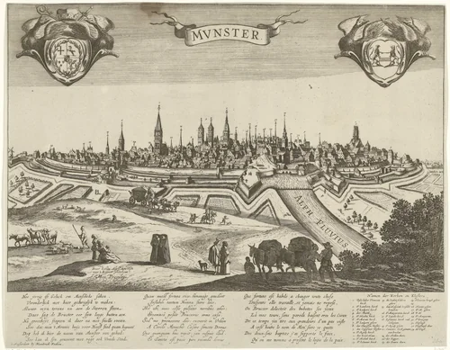 Panorama van Münster by Pieter Nolpe, print, 1648-1653