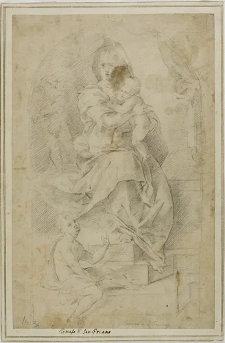Madonna and Child with the Infant Saint John the Baptist by Tommaso Manzuoli, drawing, 1551-1571