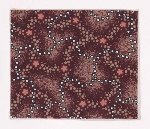 Textile Design with Interlacing Strips of Pearls over Interlacing Garlands of Dots and Rosettes over a Stippled Background by anonymous, drawing, 1840