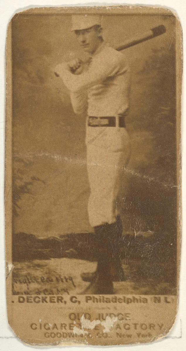 Decker, Catcher, Philadelphia, from the Old Judge series (N172) for Old Judge Cigarettes by Goodwin & Company, photograph, 1887-1890