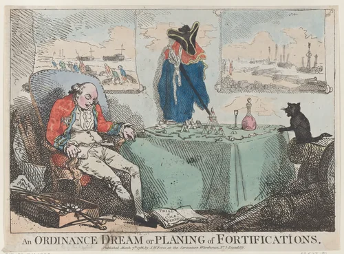 An Ordinance Dream or Planning of Fortifications by Thomas Rowlandson, print, 1786