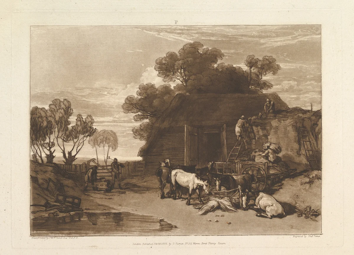 The Straw Yard, part II, plate 7 from "Liber Studiorum" by Joseph Turner, print, 1808