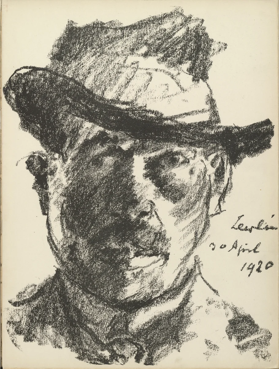 Self-Portrait (Selbstbildnis) (plate 1) from the illustrated book Deutsche Graphiker der Gegenwart (German Printmakers of Our Time) by Lovis Corinth, illustrated book, 1920