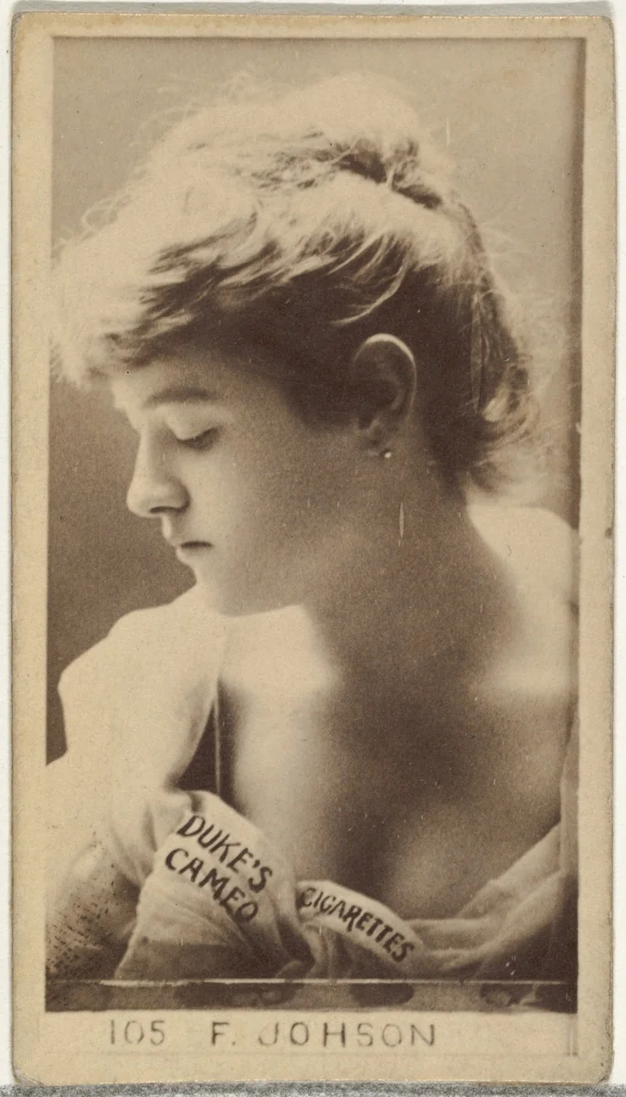 Card Number 105, F. Johnson, from the Actors and Actresses series (N145-4) issued by Duke Sons & Co. to promote Cameo Cigarettes by W. Duke, Sons & Co., photograph, 1880-1889
