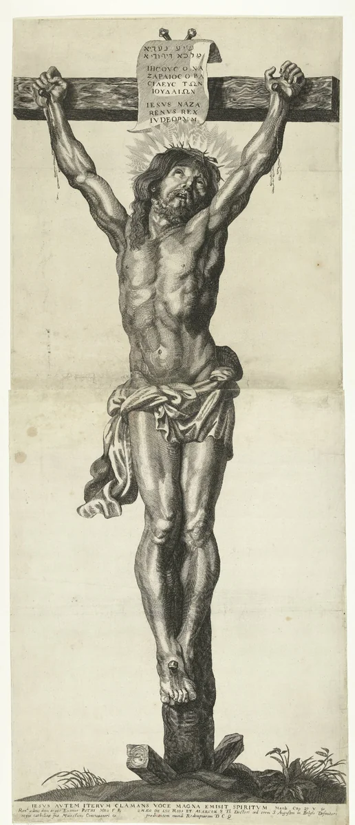 Christus aan het kruis by Mattheus Borrekens, print, 1625-1670