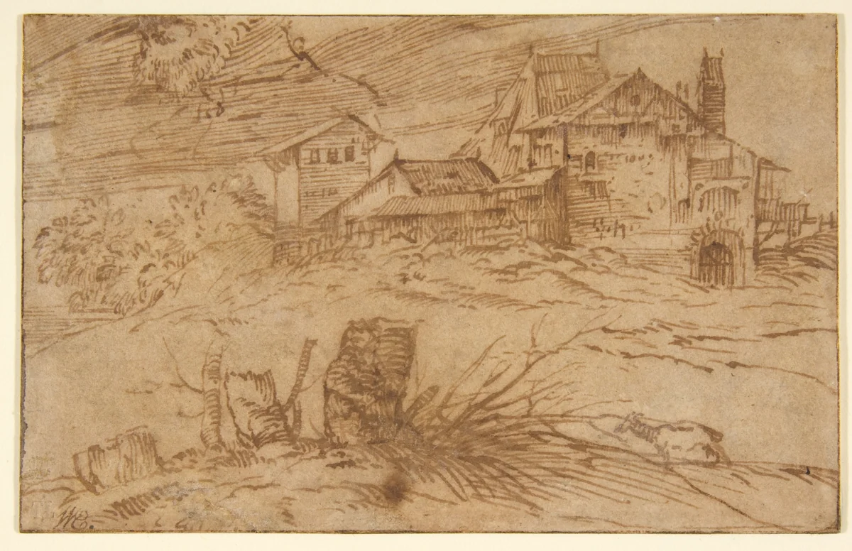 Landscape with a Goat by Titian, drawing, 1495-1516