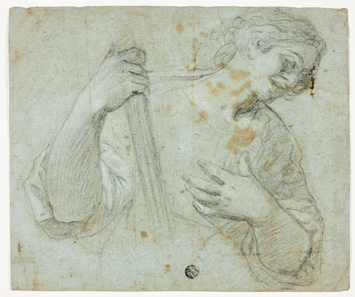 Standing Youth in Profile to Right, Holding Staff by Domenico Fiasella
Agostino Carracci, drawing, 1600-1699