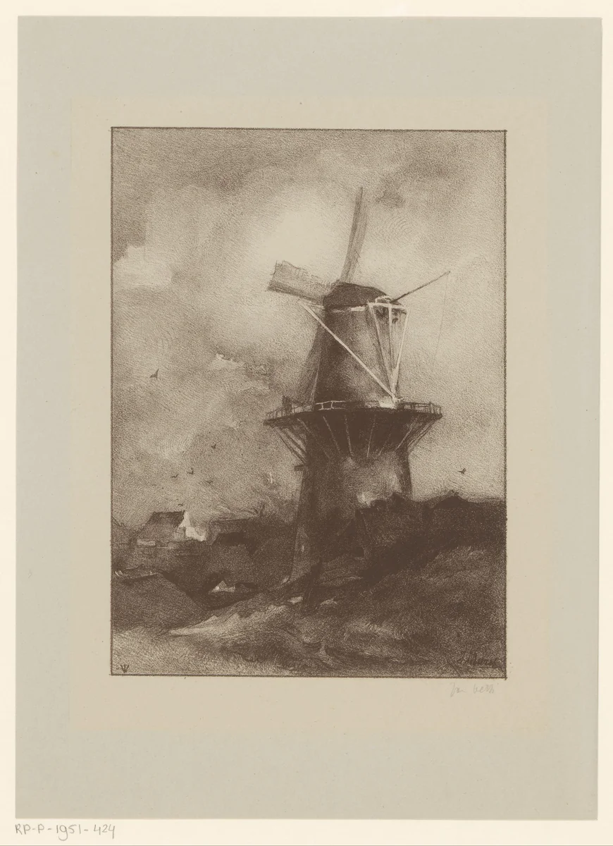 Molen by Jan Veth, print, 1880-1900