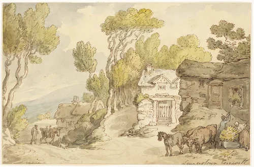 Launcetown Cornwall by Thomas Rowlandson, painting, 1788-1791