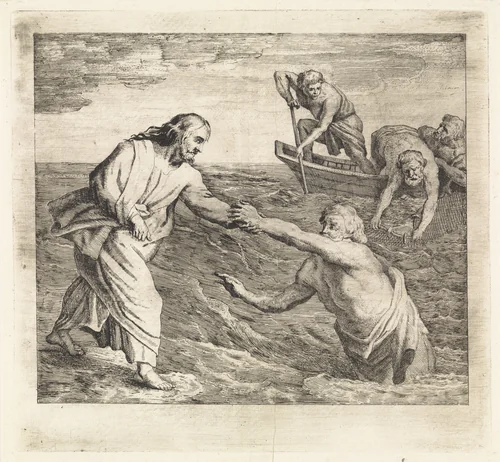 Christus loopt over het water by Philippe Spruyt, print, 1747-1801
