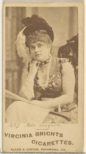 Card 427, Alice Lingard, from the Actors and Actresses series (N45, Type 1) for Virginia Brights Cigarettes by Allen & Ginter, photograph, 1885-1891