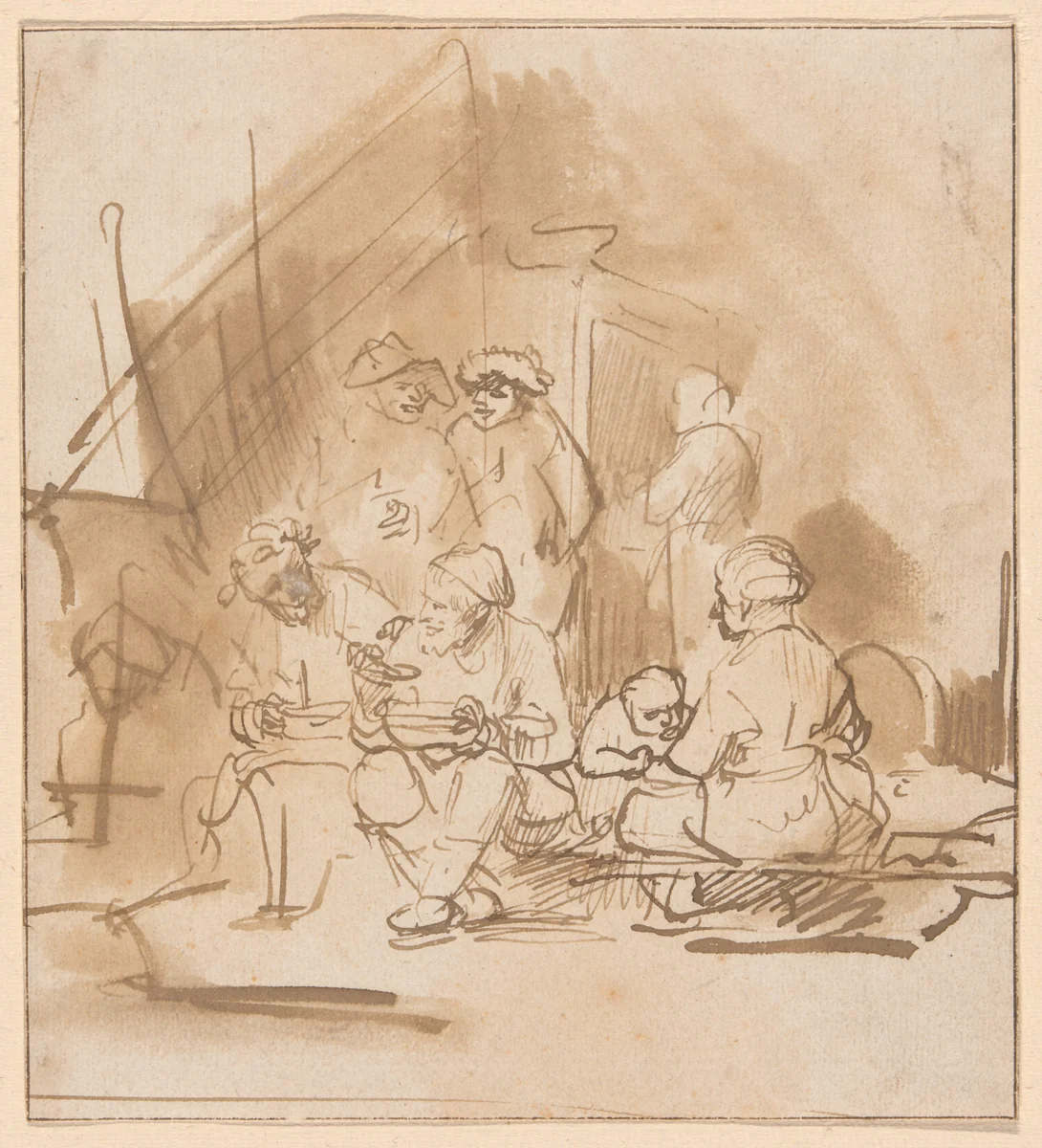 Satyr Among the Peasants by Barent Fabritius, drawing, 1645-1650