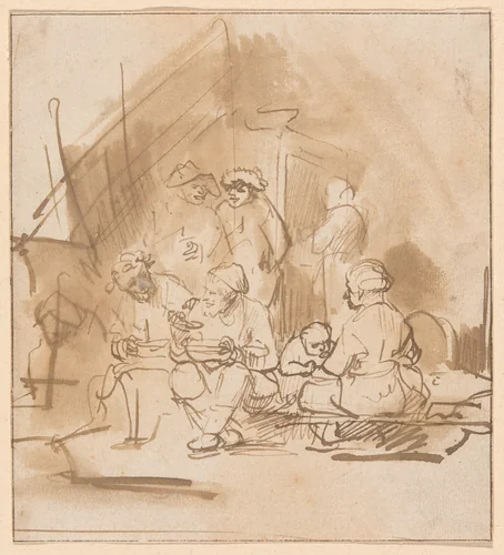 Satyr Among the Peasants by Barent Fabritius, drawing, 1645-1650