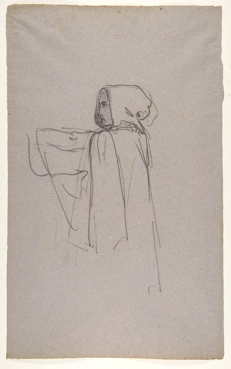 Monk (lower register); verso: Drapery Study for a Bishop (lower register); (studies for wall paintings in the Chapel of Saint Remi, Sainte-Clotilde, Paris, 1858) by Isidore Pils, drawing, 1830-1875