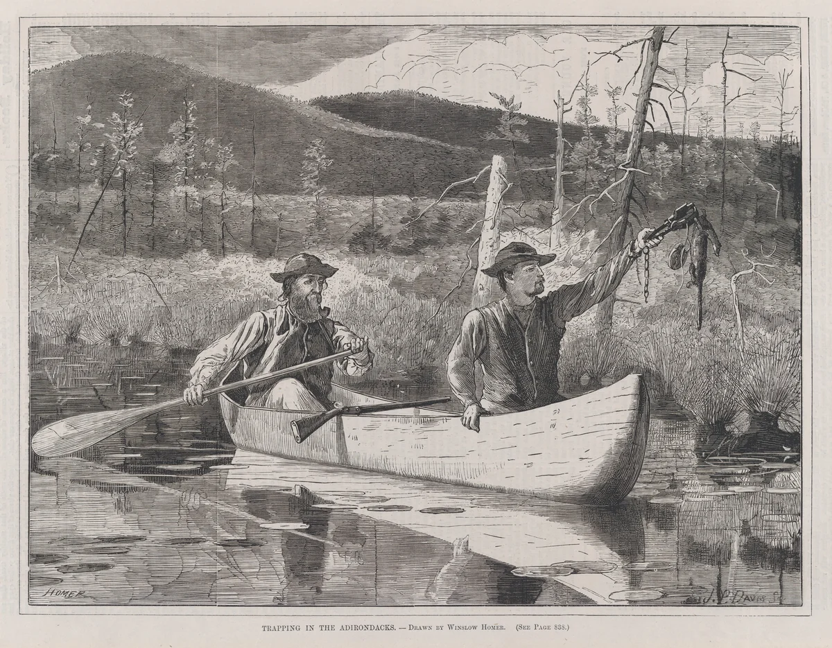 Trapping in the Adirondacks (from "Every Saturday," Vol. I, New Series) by Winslow Homer, print, 1870