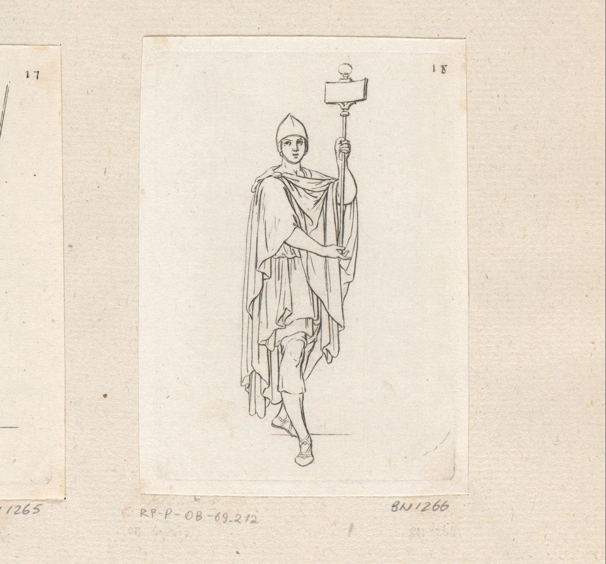 Man met helm en veldteken by Sébastien Leclerc, print, 1706